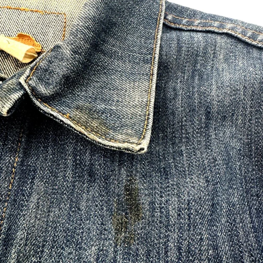 Vintage 70s Levi's Orange Tab Denim Jacket Mens CROP Small Trucker USA Indigo - Picture 10 of 16